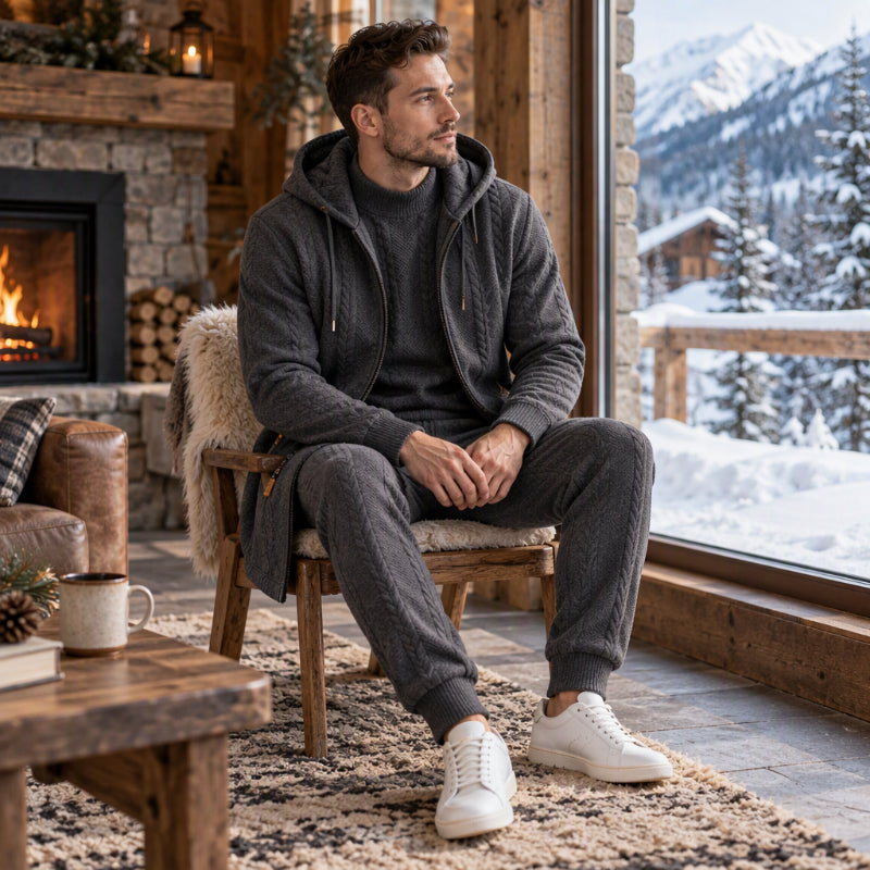 🚛 Livraison gratuite ⚡Ensemble 3 pièces décontracté en maille torsadée pour homme