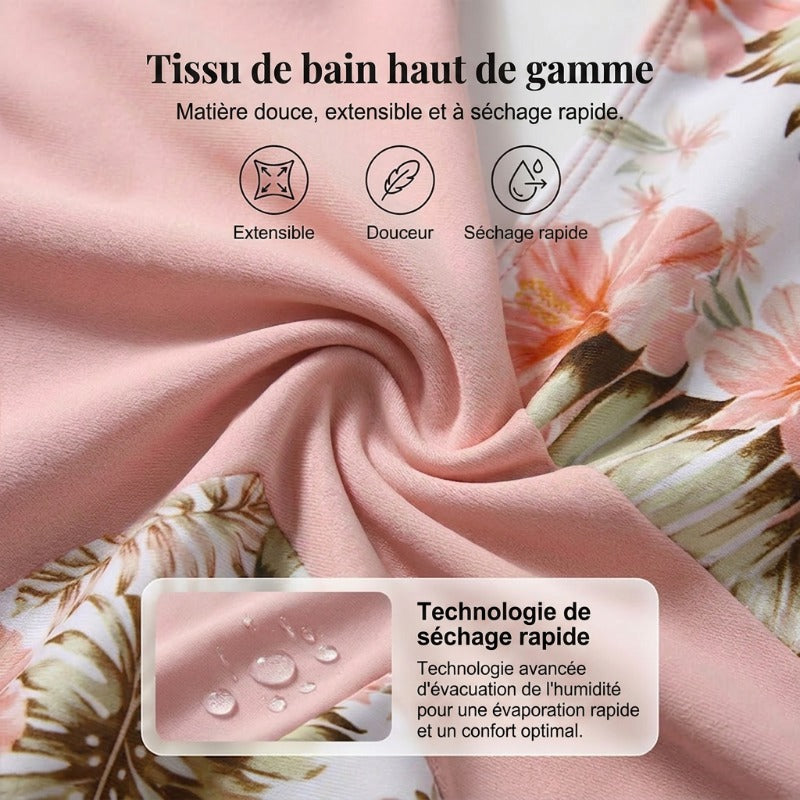 🌺👙 Ensemble bikini à taille haute à motifs floraux – Mise en valeur et effet amincissant, style vacances tout en douceur✨✅