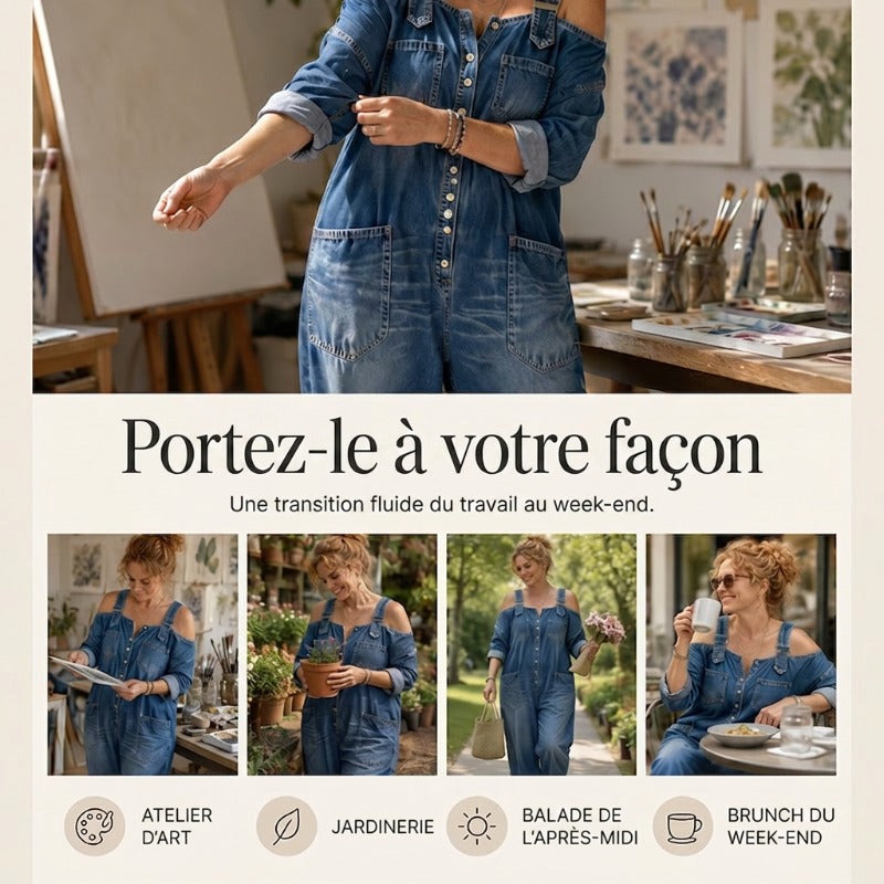 🔥Combinaison ample à jambes larges et poches