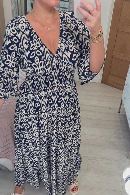 🔥DERNIER JOUR 50% DE RÉDUCTION🔥Robe à fleurs à col en V