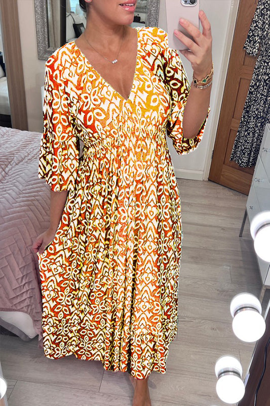 🔥DERNIER JOUR 50% DE RÉDUCTION🔥Robe à fleurs à col en V